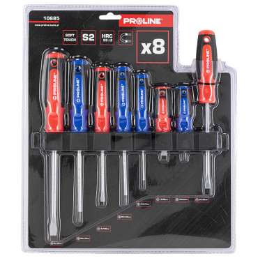 Soft-touch nyelŰ s2 csavarhÚzÓ szett / tartÓ - 8 db