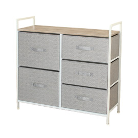 komÓd, 5 textil fiÓkos / 83x29x77cm - szÜrke/fehÉr