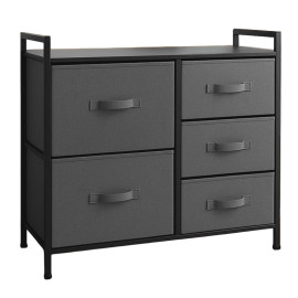 komÓd, 5 textil fiÓkos / 83x29x77cm - antracit/fekete