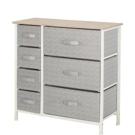 komÓd, 7 textil fiÓkos / 63x31x73cm - szÜrke/fehÉr