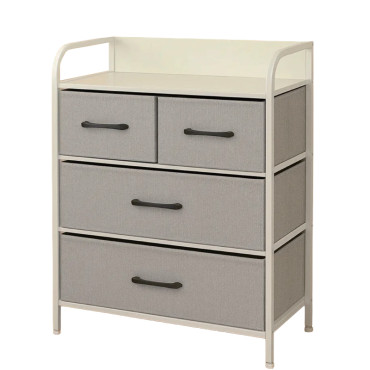 KomÓd, 4 textil fiÓkos / 58x29x79cm - szÜrke/fehÉr