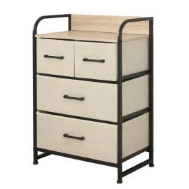 komÓd, 4 textil fiÓkos / 58x29x79cm - bÉzs/fekete