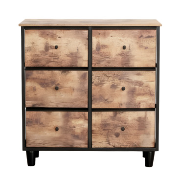 KomÓd, 6 textil fiÓkos / 80x30x73cm - vintage/fekete