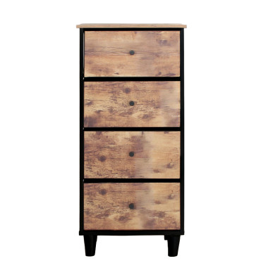 KomÓd, 4 textil fiÓkos / 45x30x94cm - vintage/fekete