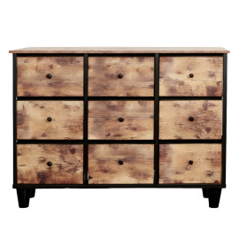 komÓd, 9 textil fiÓkos / 110x30x73cm - vintage/fekete