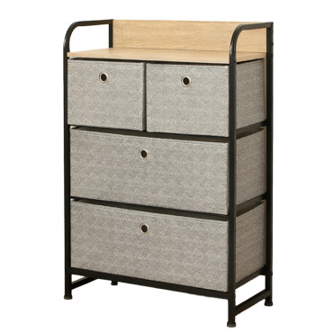 KomÓd, 4 textil fiÓkos / 58x29x79cm - szÜrke/fekete