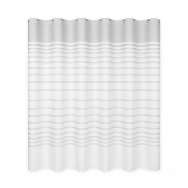 ZuhanyfÜggÖny 90g / 180x200cm - fehÉr-csÍk-mintÁs