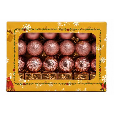 MŰanyag karÁcsonyi dÍszek / rÓzsaszin - 48 db