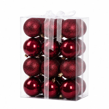 MŰanyag karÁcsonyi dÍszek / bordÓ - 24p.