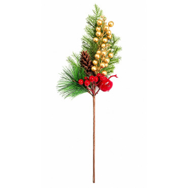 KarÁcsonyi Ág dekorÁciÓ - tÖbbszÍnŰ bogyÓs 39cm