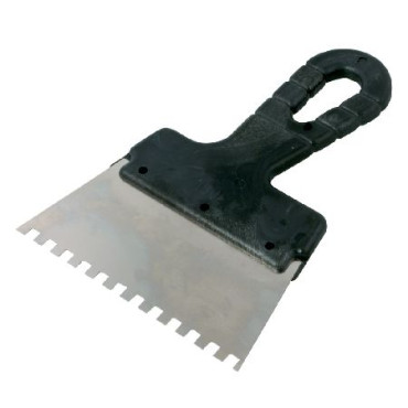 MŰanyag nyelŰ fogazott inox spatula - 250/8mm
